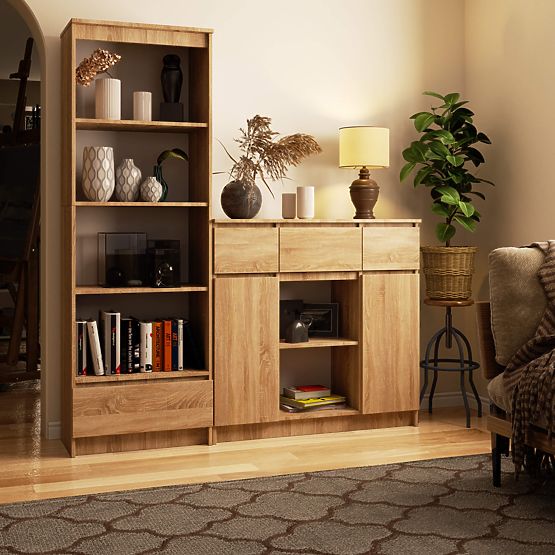 KOMODA K100 2D 3SZ 1P PK DĄB SONOMA