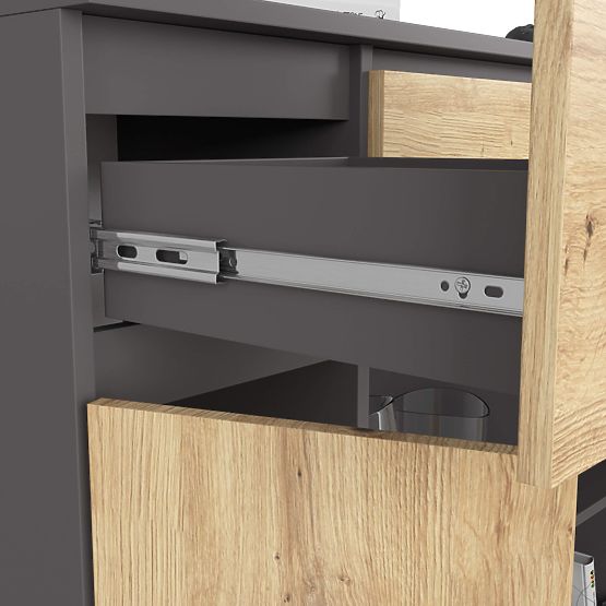 KOMODA K100 2D 3SZ 1P PK GRAFIT SZARY / DĄB ARTISAN