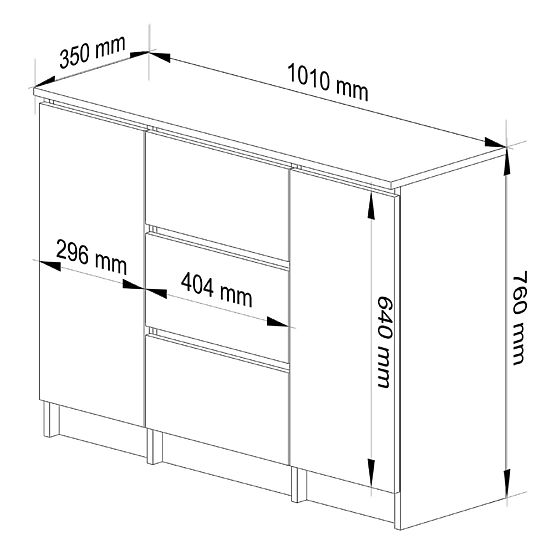 KOMODA K100 2D 3SZ PK BETON
