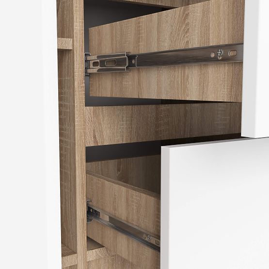 KOMODA K100 2D 3SZ PK DĄB SONOMA / BIAŁA