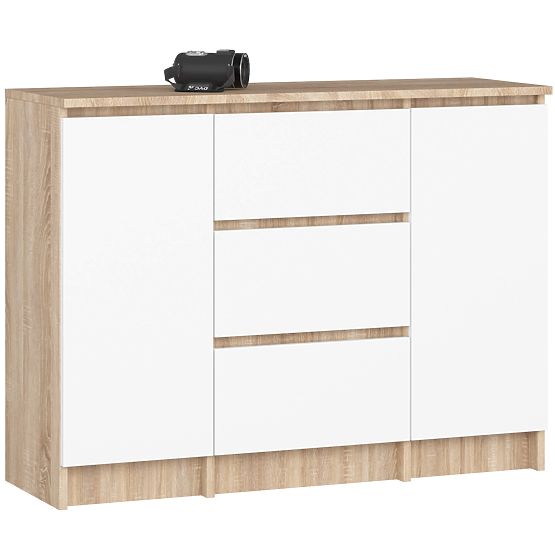 KOMODA K100 2D 3SZ PK DĄB SONOMA / BIAŁA
