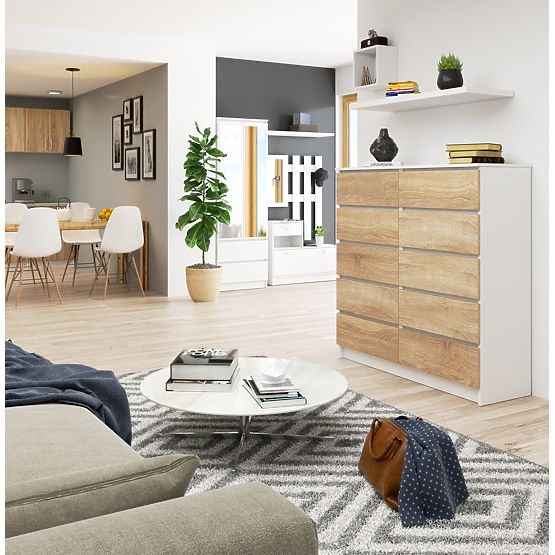 KOMODA K120 10SZ CLP PK BIAŁA / SONOMA