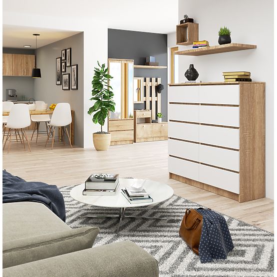 KOMODA K120 10SZ CLP PK DĄB SONOMA / BIAŁA