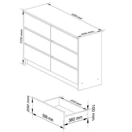 KOMODA K120 6SZ CLP PK BIAŁY POŁYSK