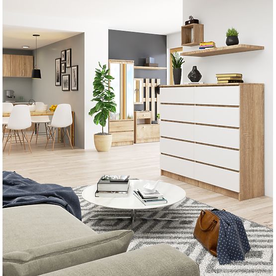 KOMODA K140 10SZ CLP PK DĄB SONOMA / BIAŁA