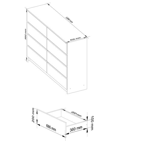 KOMODA K140 8SZ CLP PK BIAŁA / SZARA