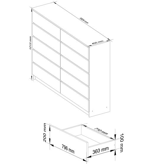 KOMODA K160 10SZ CLP PK BIAŁA / SZARA