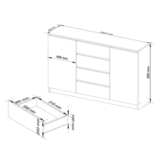 KOMODA K160 2D 4SZ CLP PK BIAŁA / SZARA