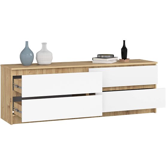 KOMODA K160 4SZ CLP PK DĄB ARTISAN / BIAŁA