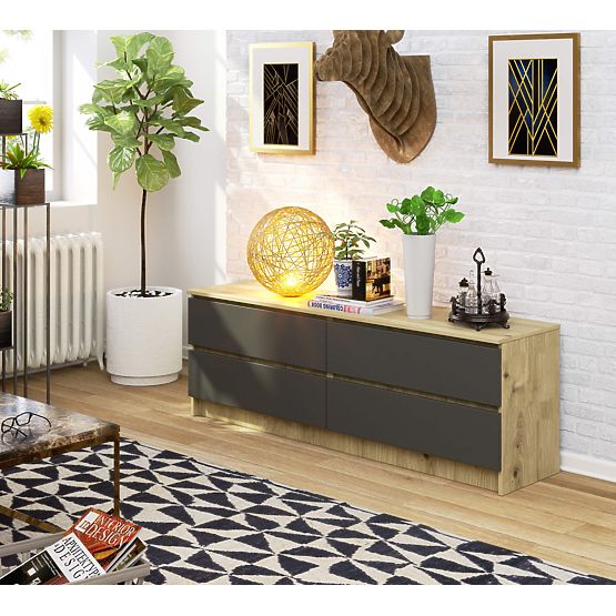 KOMODA K160 4SZ CLP PK DĄB ARTISAN / SZARY