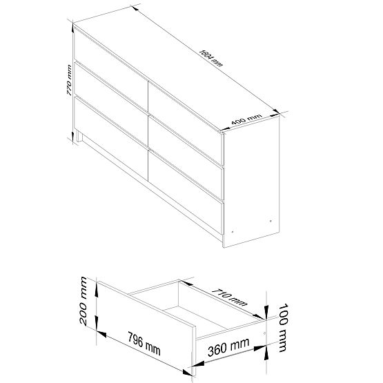 KOMODA K160 6SZ CLP PK DĄB SONOMA