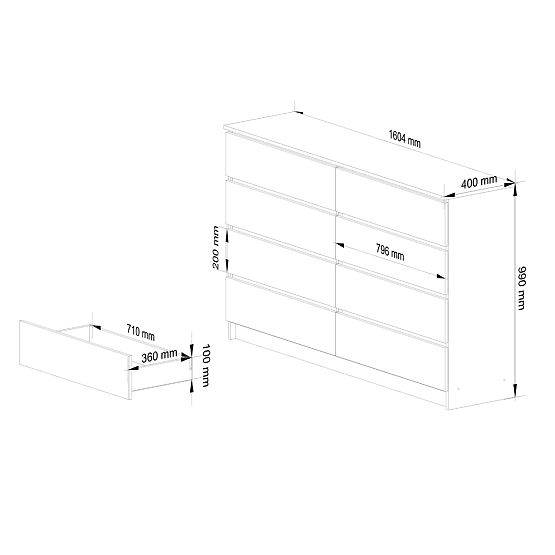 KOMODA K160 8SZ CLP PK BIAŁA / SZARA