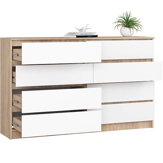 KOMODA K160 8SZ CLP PK DĄB SONOMA / BIAŁA