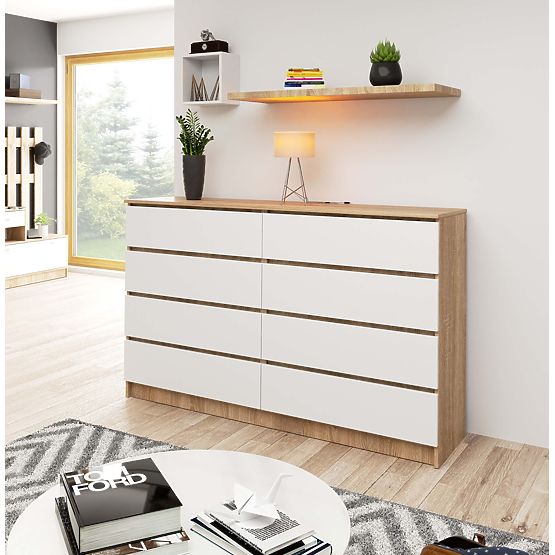 KOMODA K160 8SZ CLP PK DĄB SONOMA / BIAŁA