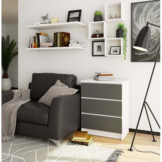 KOMODA K60 3SZ CLP BIAŁA / SZARA