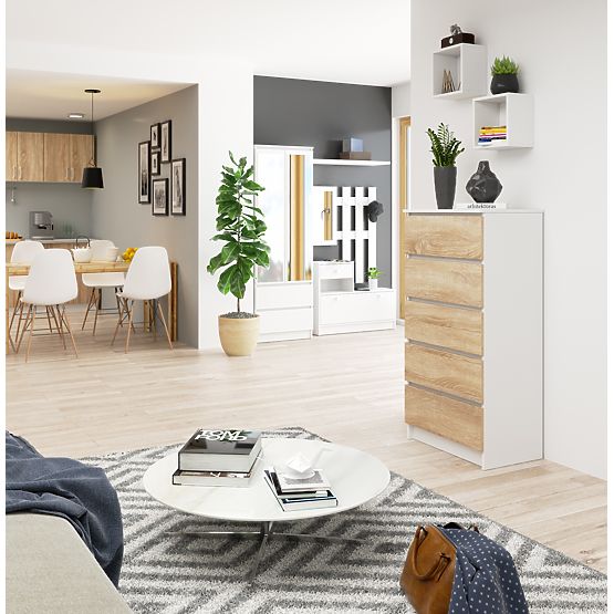 KOMODA K60 5SZ CLP PK BIAŁA / SONOMA