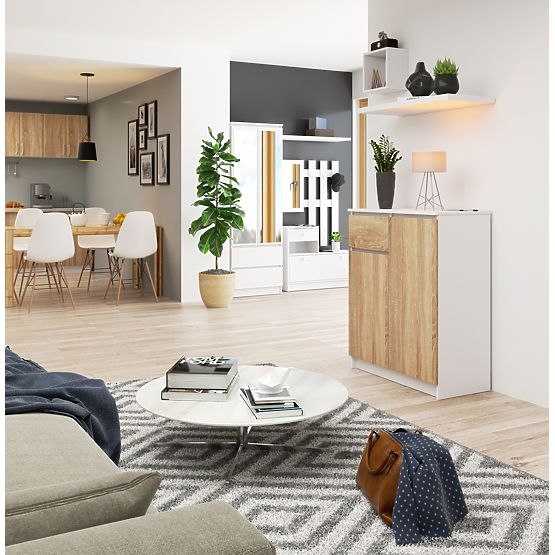 KOMODA K80 2D 1SZ CLP PK BIAŁA / DĄB SONOMA