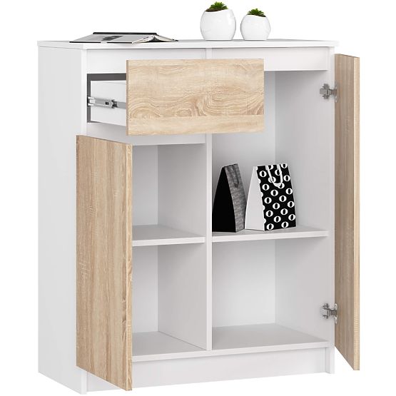 KOMODA K80 2D 1SZ CLP PK BIAŁA / DĄB SONOMA