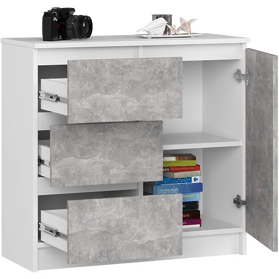 KOMODA K80 JERRY 1D 3SZ PK BIAŁA / BETON