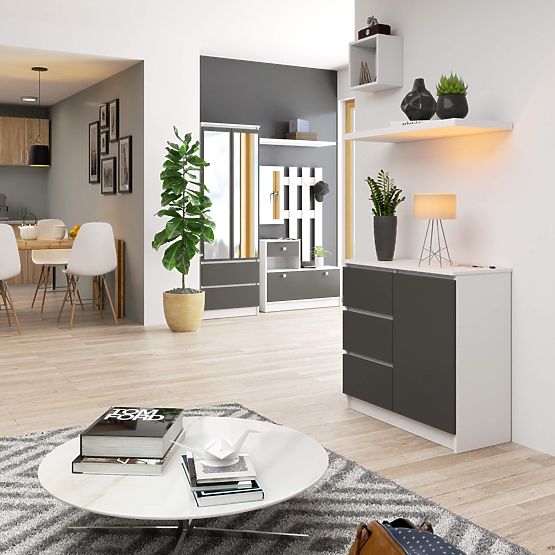 KOMODA K80 JERRY 1D 3SZ PK BIAŁA / GRAFITOWO SZARA