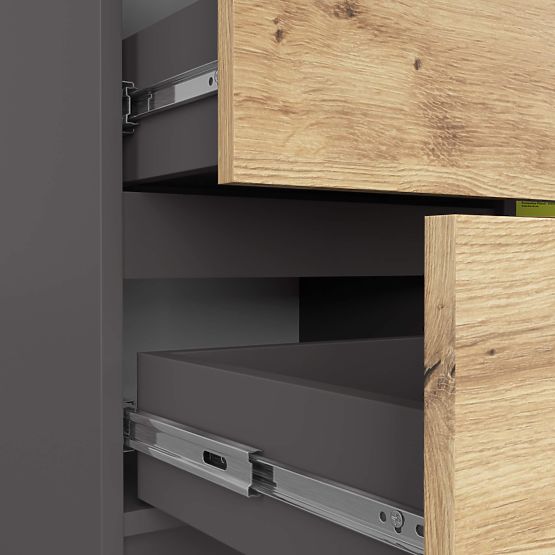 KOMODA K80 JERRY 1D 3SZ PK GRAFIT SZARY / DĄB ARTISAN