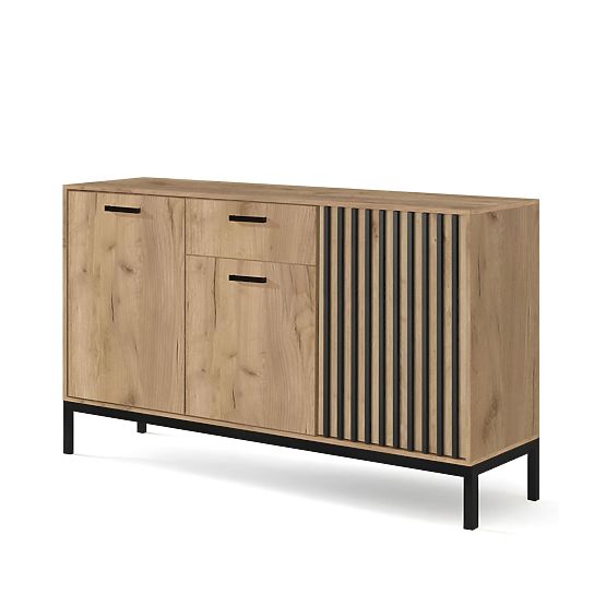 LAMINO KM-1 komoda dąb craft/czarny, nogi: czarne