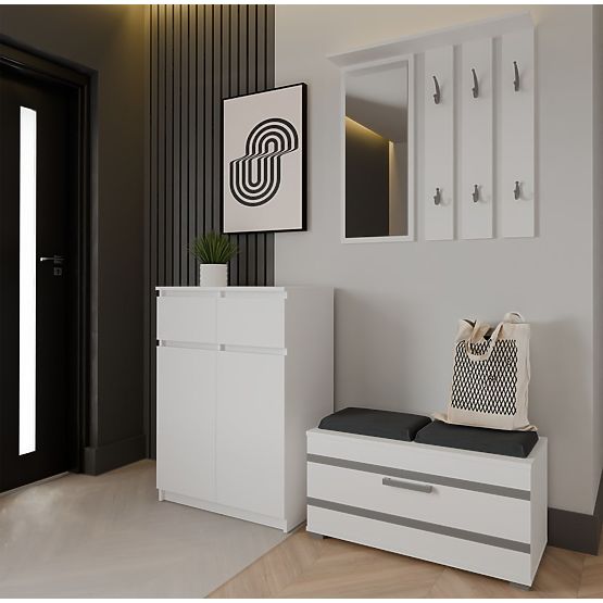 Komoda Malwa 2DD2S Szafka 2 Drzwi 2 Szuflady Do Salonu BIAŁA