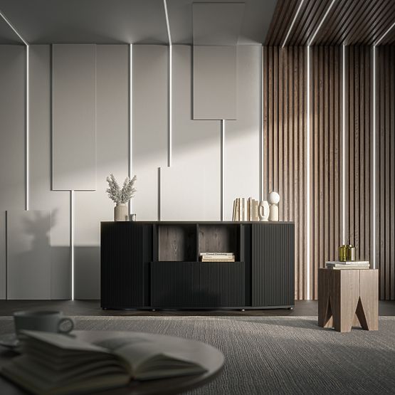 Komoda MICHELLE czarna/dąb wiking