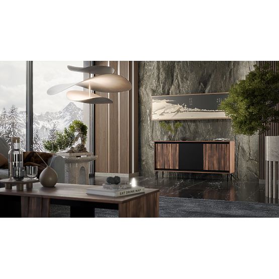 Komoda SWING KM-1 orzech/czarny, nogi: czarne (2p=1szt)