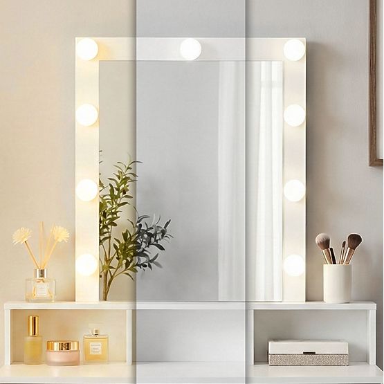 Kosmetyczna toaletka z lustrem i oświetleniem LED 3 kolory regulacji jasności ModernHome