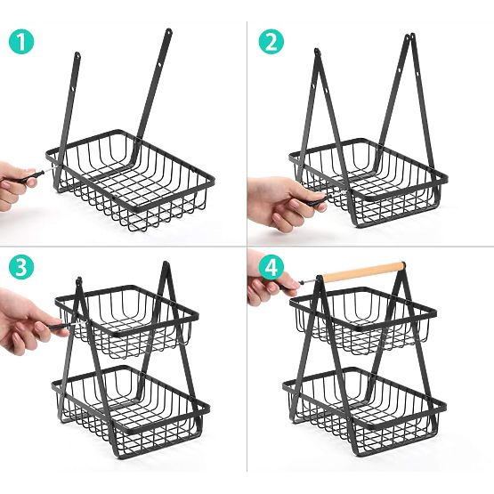 Kosz na owoce PULOS 2 poziomy czarny