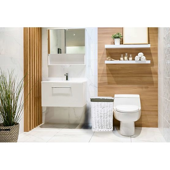 Kosz wiklinowy 40x30x60 cm - 72L - biało-szary