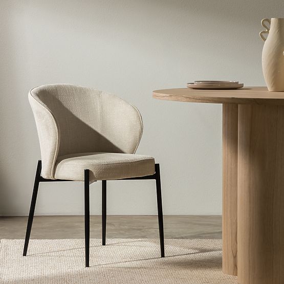 Krzesło do jadalni Avery jasnobeżowe/czarne nogi