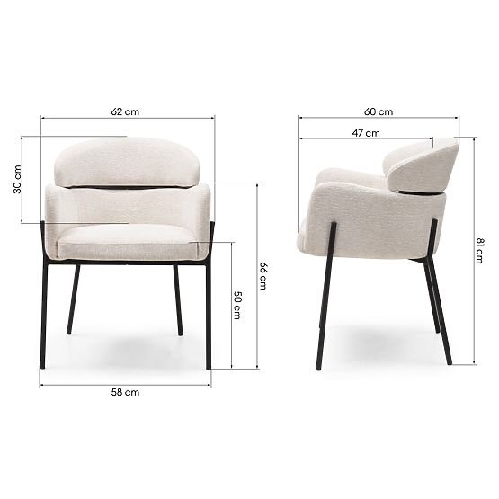 Krzesło do jadalni Granda, ecru/czarne nogi