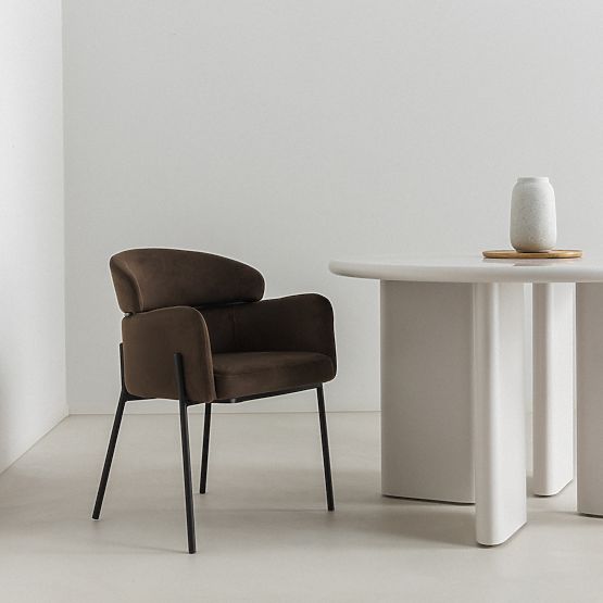 Krzesło jadalniane Granda, czekoladowe/espresso, aksamit