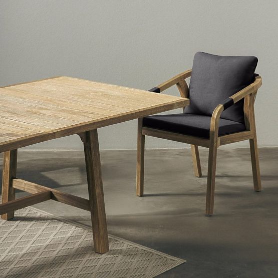 Krzesło ogrodowe Castello z plecionką, drewno akacjowe FSC, wygląd teakowy, ciemnoszare