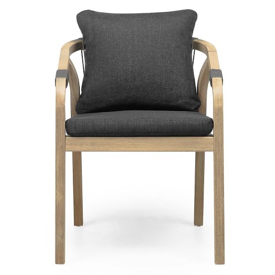 Krzesło ogrodowe Castello z plecionką, drewno akacjowe FSC, wygląd teakowy, ciemnoszare