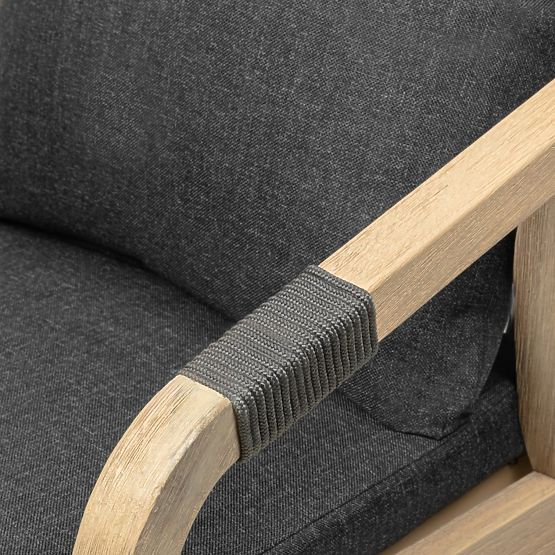 Krzesło ogrodowe Castello z plecionką, drewno akacjowe FSC, wygląd teakowy, ciemnoszare