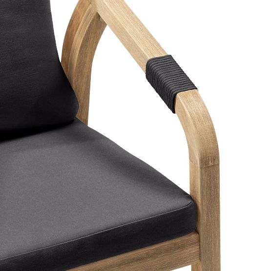 Krzesło ogrodowe Castello z plecionką, drewno akacjowe FSC, wygląd teakowy, ciemnoszare