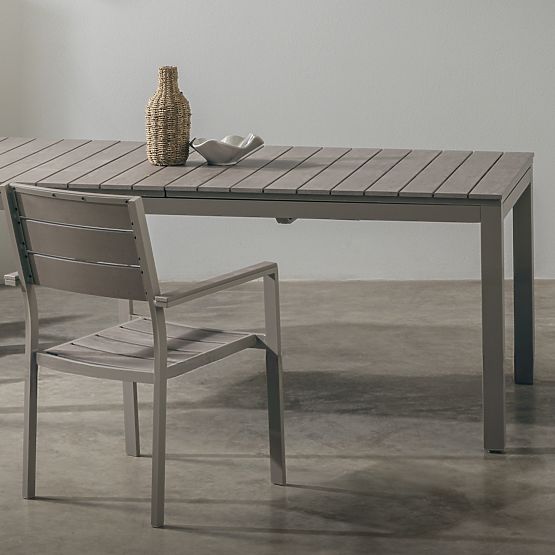 Krzesło ogrodowe Drillo aluminiowe, beżowo-szare, polywood