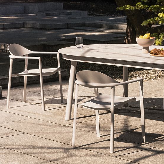 Krzesło ogrodowe Marinelli, aluminiowe, jasnobeżowe