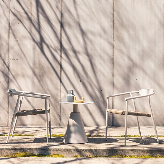 Krzesło ogrodowe Piretto, technorattan, aluminium, jasnobeżowy/jasnobrązowy