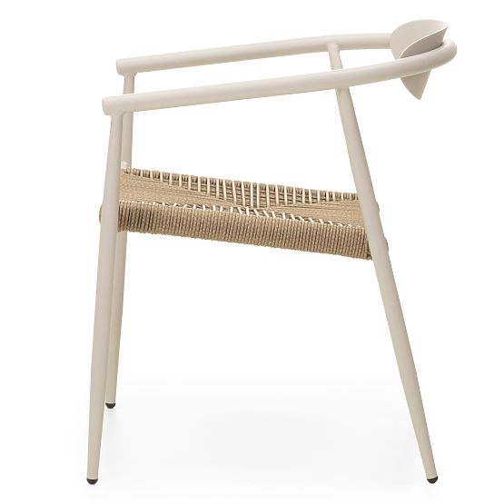 Krzesło ogrodowe Piretto, technorattan, aluminium, jasnobeżowy/jasnobrązowy