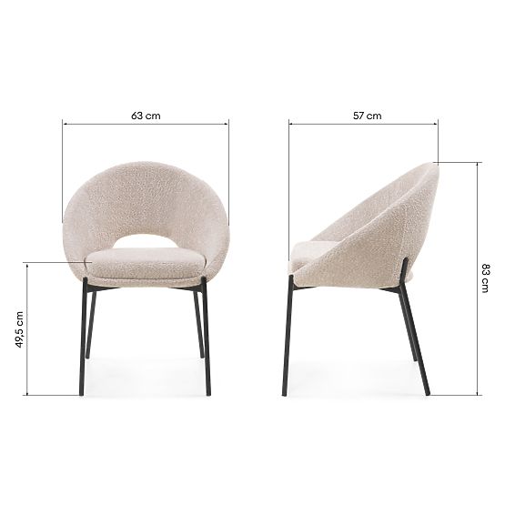 Krzesło z otworem w oparciu Luigi beżowe/czarne nogi