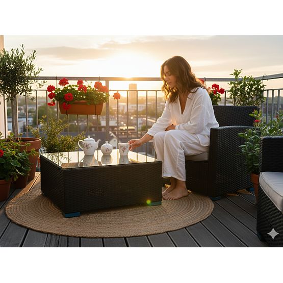 Kwadratowy stół z czarnego technoratanu