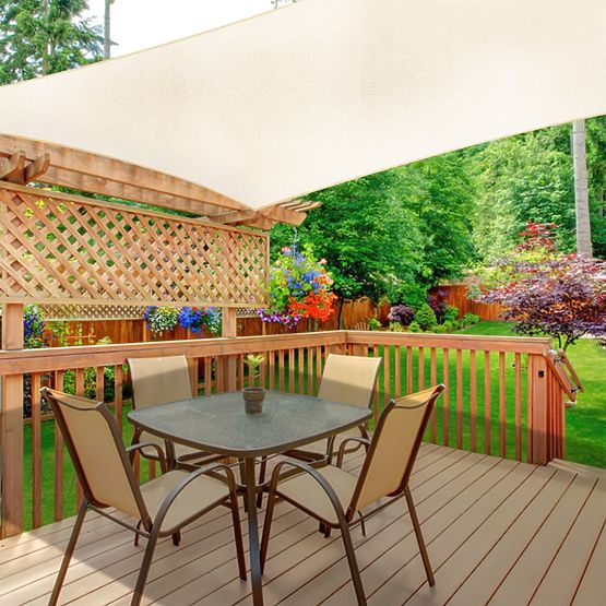 Kwadratowy żagiel przeciwsłoneczny 3x3m wodoodporny daszek ModernHome - beżowy