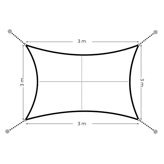 Kwadratowy żagiel przeciwsłoneczny 3x3m wodoodporny daszek ModernHome - szary