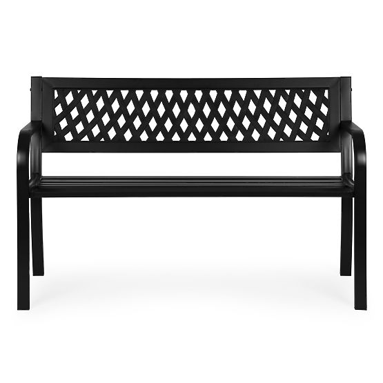 Ławka ogrodowa z kratkowym oparciem 120x50 cm metalowa parkowa czarna MultiGarden
