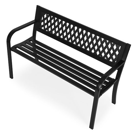Ławka ogrodowa z kratkowym oparciem 120x50 cm metalowa parkowa czarna MultiGarden