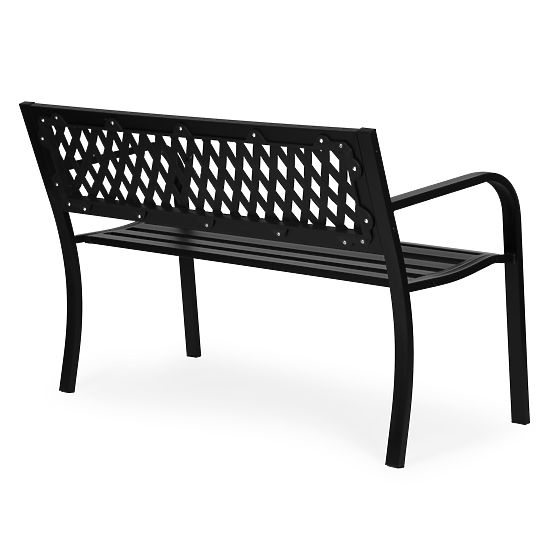 Ławka ogrodowa z kratkowym oparciem 120x50 cm metalowa parkowa czarna MultiGarden